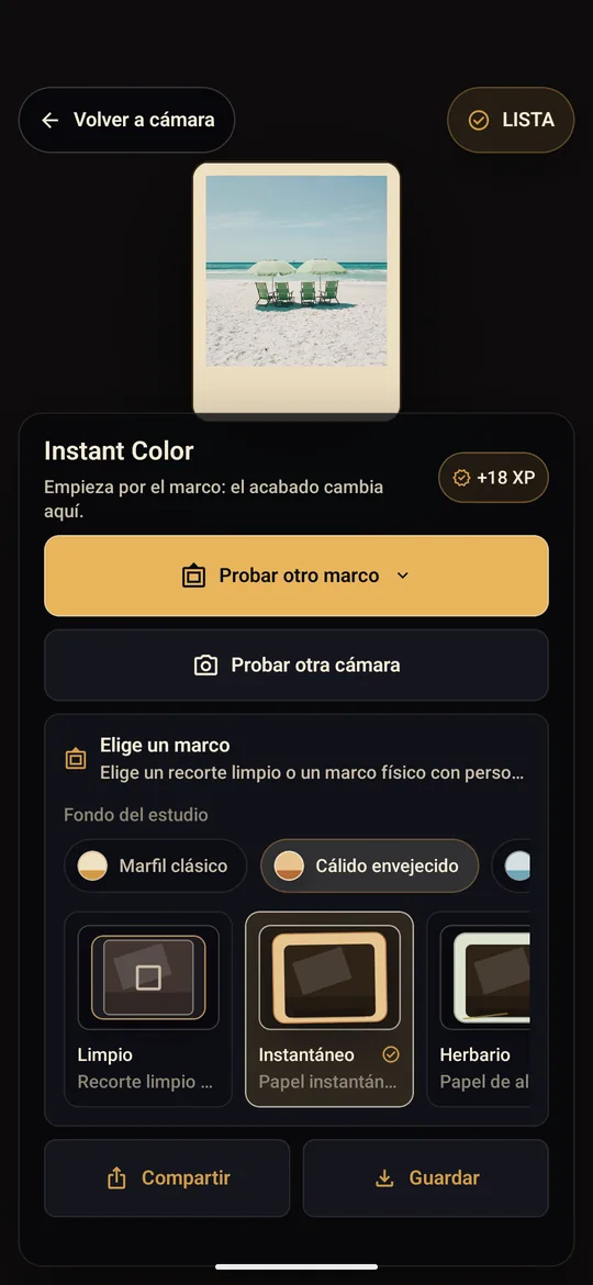 Estudio de marcos con estilos de marco y colores de fondo