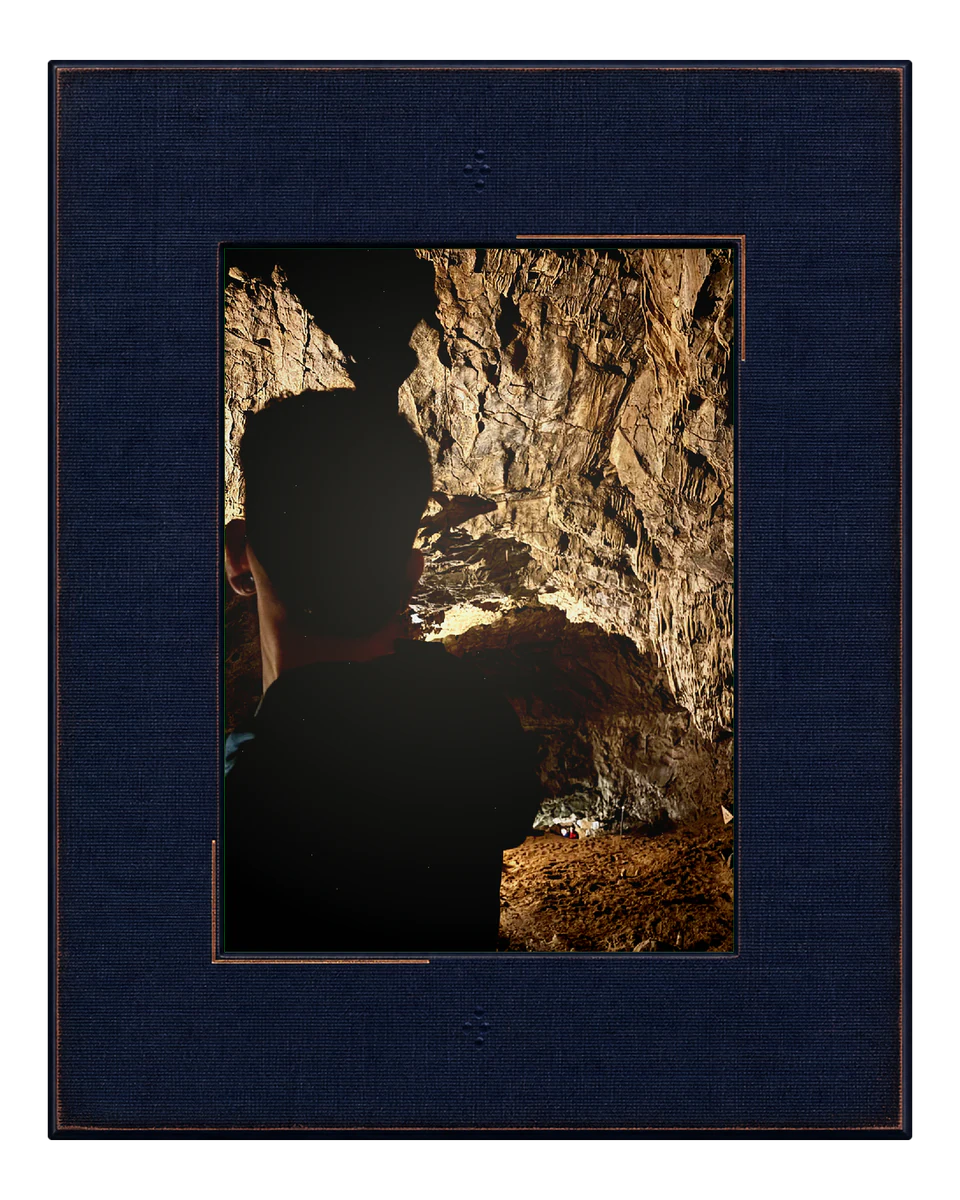 Cave silhouette photograph developed with Party Flash in the Midnight Linen frame